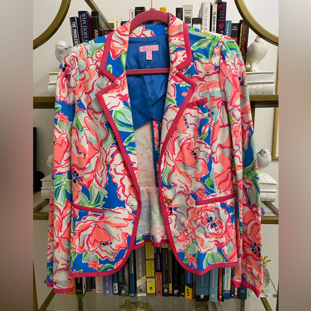 Lilly Pulitzer Malibu Blazer Jacket in Flutter Blue Lucky Charm